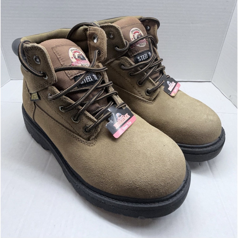 Brahma Steel Toe Work Boots Mens Size 8 Brown Leather Safety ASTM F2413-18
